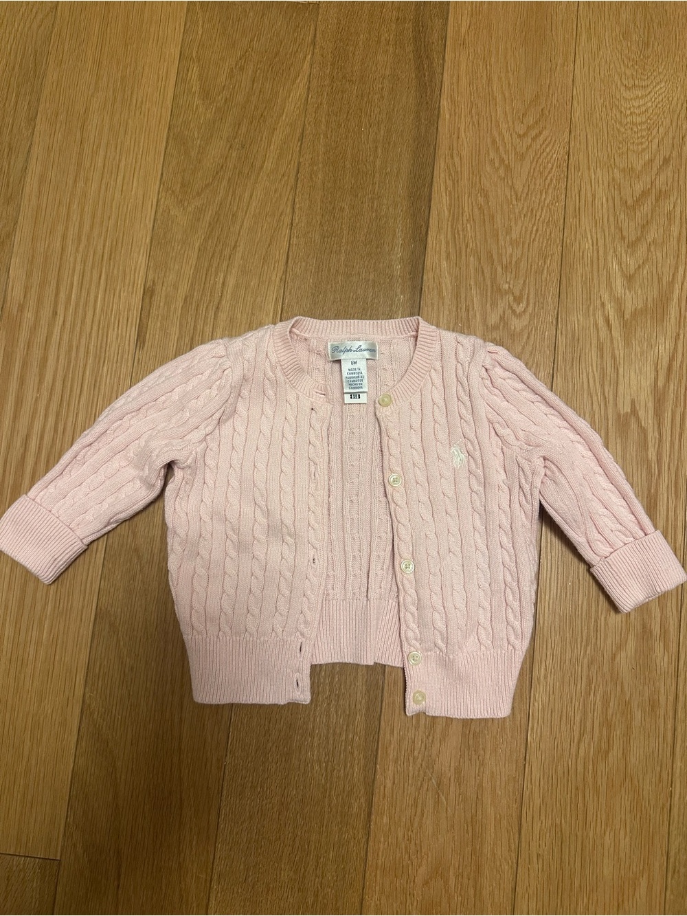 Ralph Lauren Light Pink Cable-Knit Cardigan
